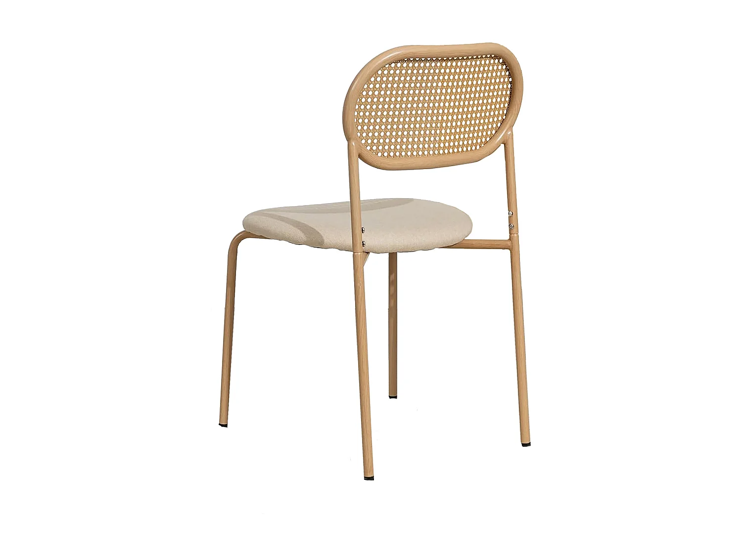 Lot de 2 chaises modernes de cuisine avec dossier en rotin, pieds métalliques, marron