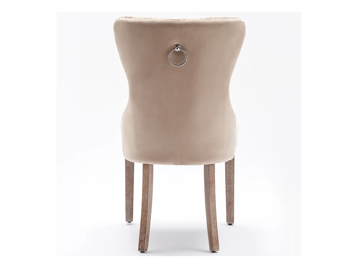 Lot de 2 chaises salle à manger, dossier haut, velours vintage, boutons, cadre bois massif