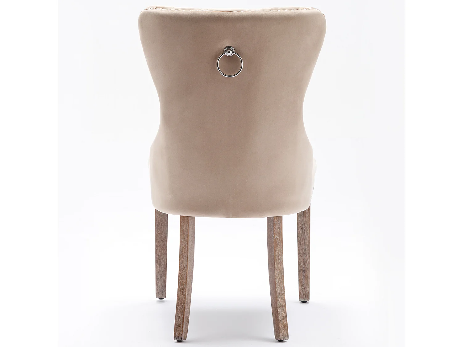 Lot de 2 chaises salle à manger, dossier haut, velours vintage, boutons, cadre bois massif