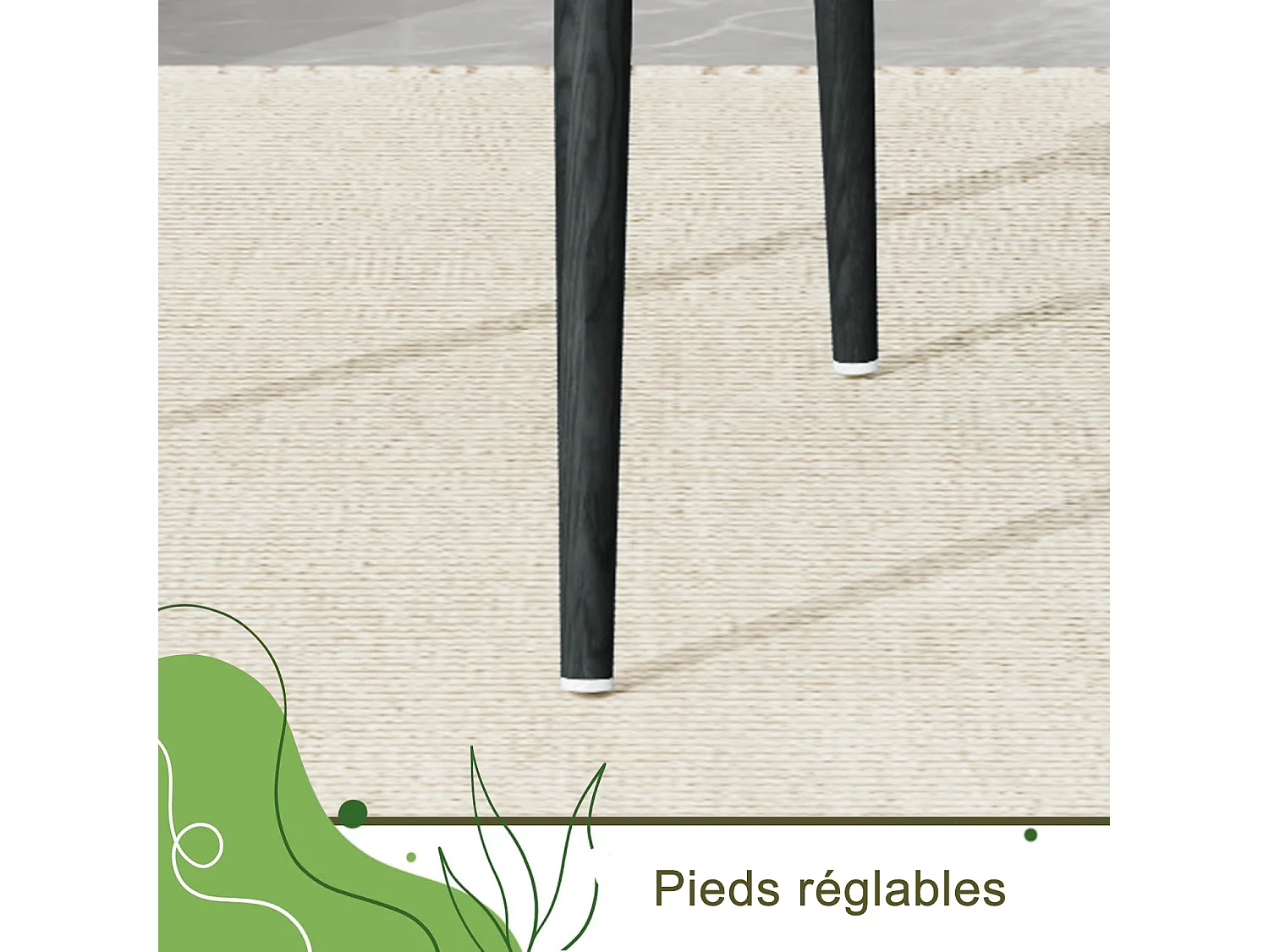 Lot de 2 chaises salle à manger design, simili, dossier rotin, pieds métal, noir 97.5x44x43 Cm