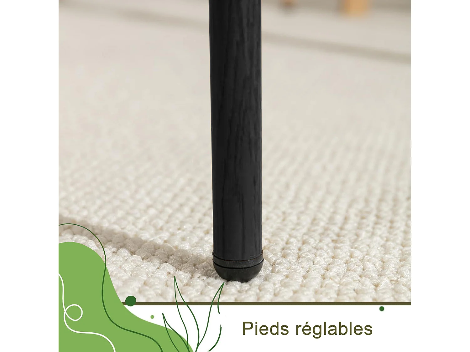 Lot de 2 chaises modernes de cuisine avec dossier en rotin, pieds métalliques, noir