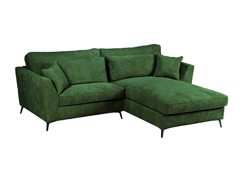 Canapé d'angle mini Isla droit velours côtelé vert
