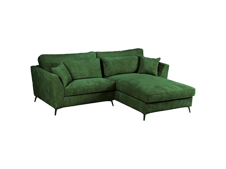 Canapé d'angle mini Isla droit velours côtelé vert