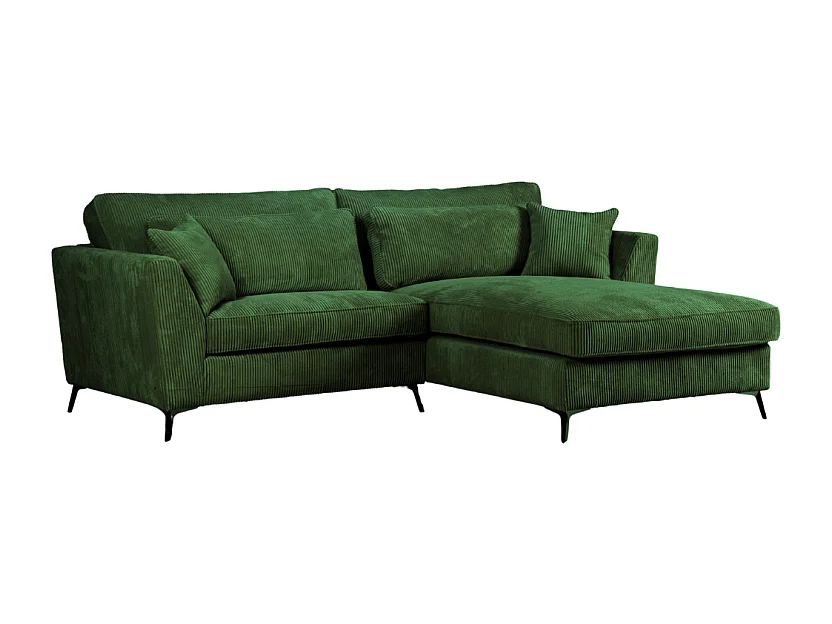 Canapé d'angle mini Isla droit velours côtelé vert