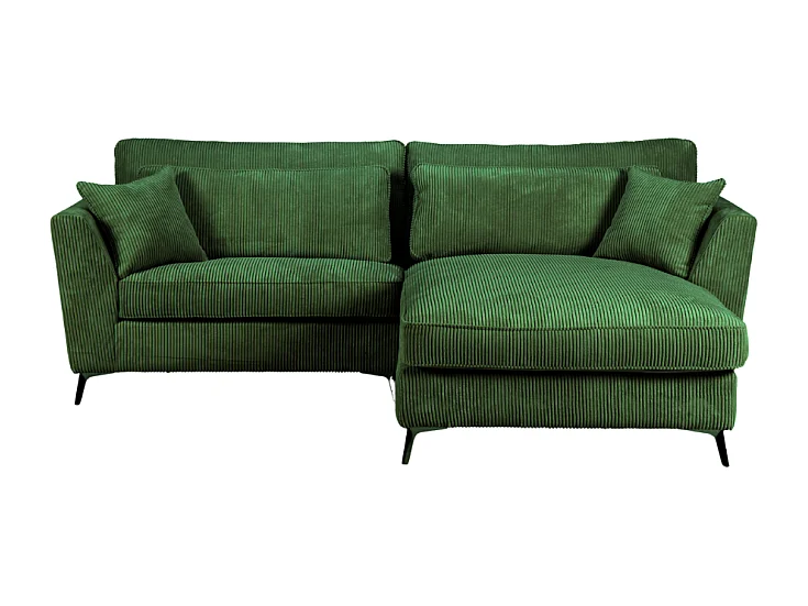 Canapé d'angle mini Isla droit velours côtelé vert