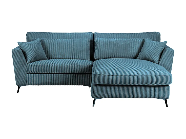 Canapé d'angle mini Isla droit velours côtelé bleu