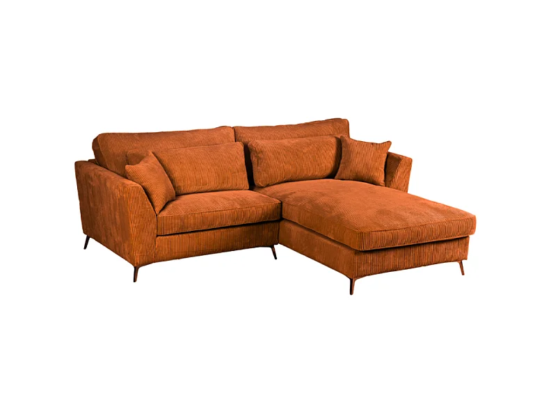 Canapé d'angle mini Isla droit velours côtelé ambre