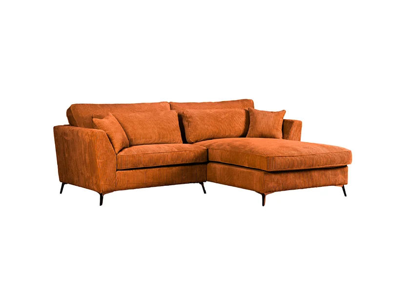 Canapé d'angle mini Isla droit velours côtelé ambre