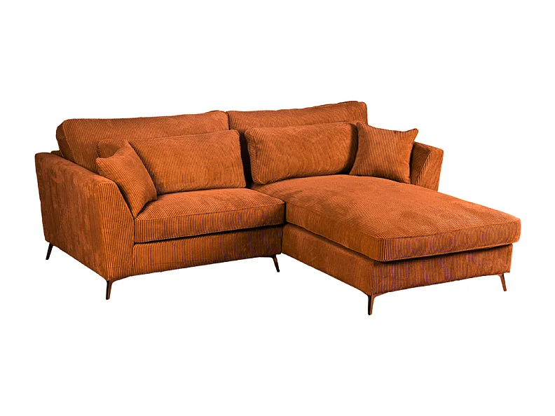 Canapé d'angle mini Isla droit velours côtelé ambre