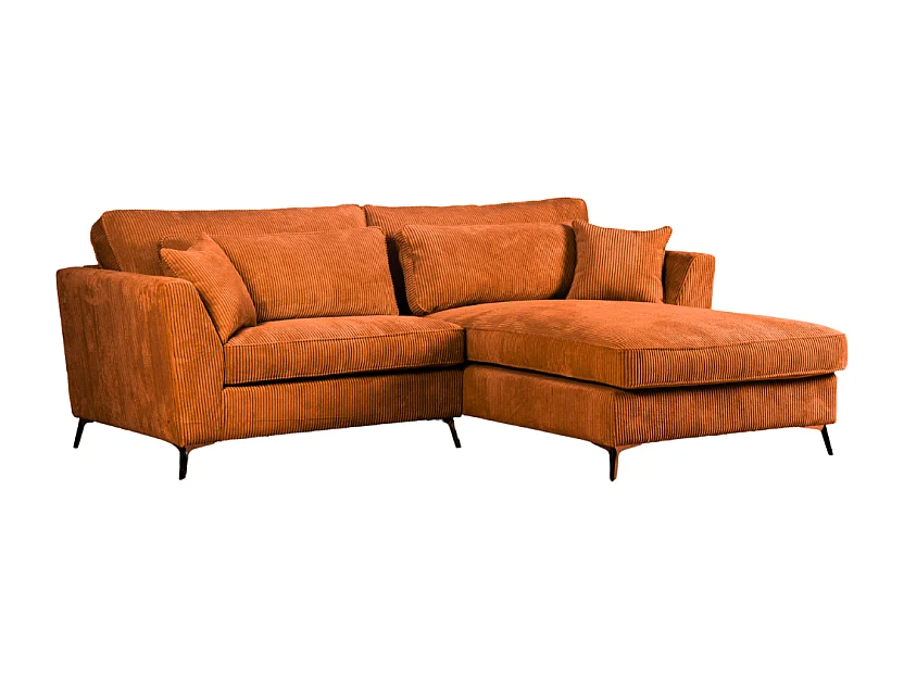Canapé d'angle mini Isla droit velours côtelé ambre
