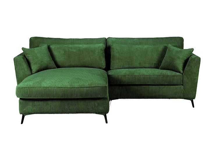 Canapé d'angle mini Isla gauche velours côtelé vert