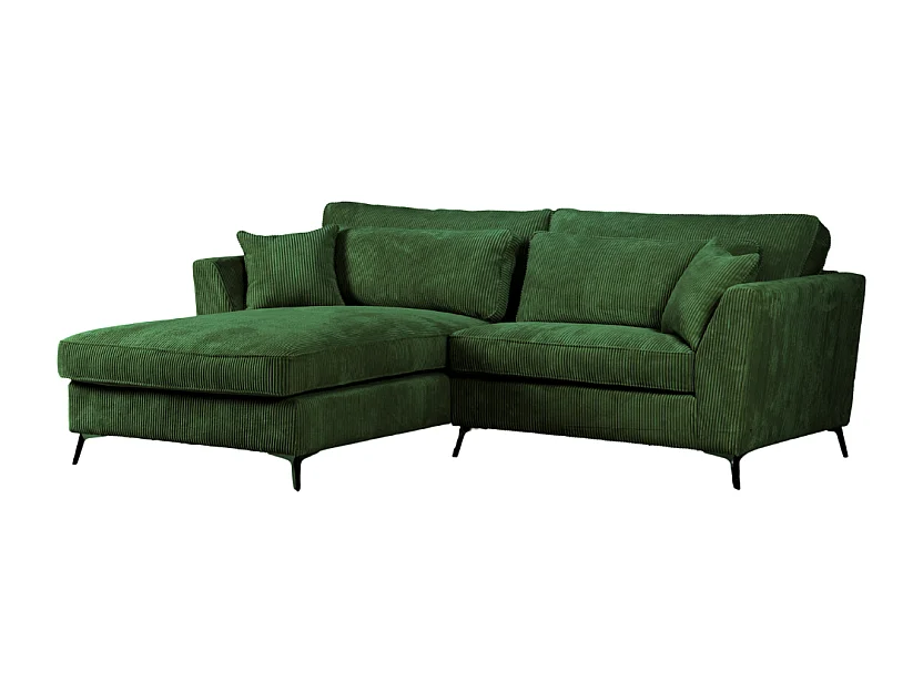 Canapé d'angle mini Isla gauche velours côtelé vert