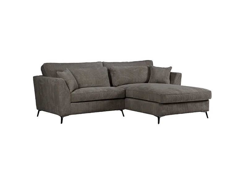 Canapé d'angle mini Isla droit velours côtelé gris