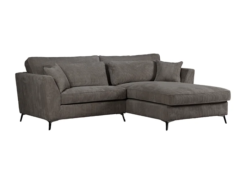 Canapé d'angle mini Isla droit velours côtelé gris