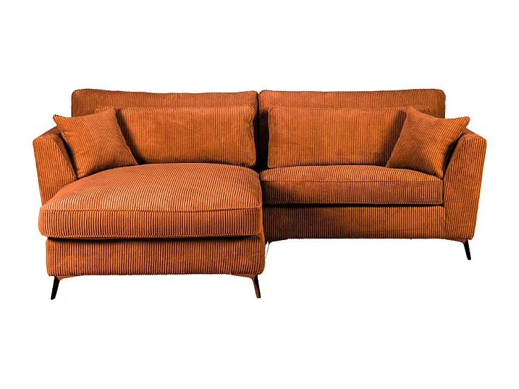 Canapé d'angle mini Isla gauche velours côtelé ambre