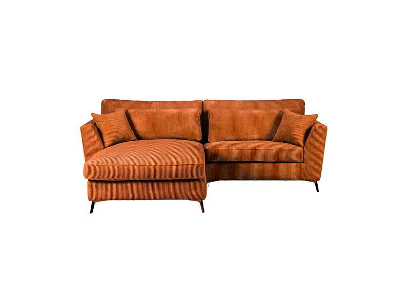 Canapé d'angle 4 places en velours cotele orange ISLA