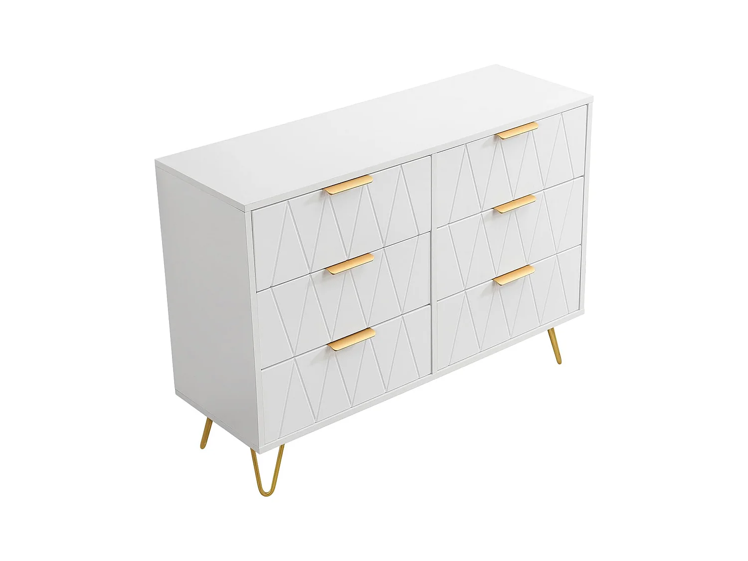 Commode à 6 tiroirs - En bois - Pour chambre à coucher, salon- 100 x 34 x 73 cm - Blanc