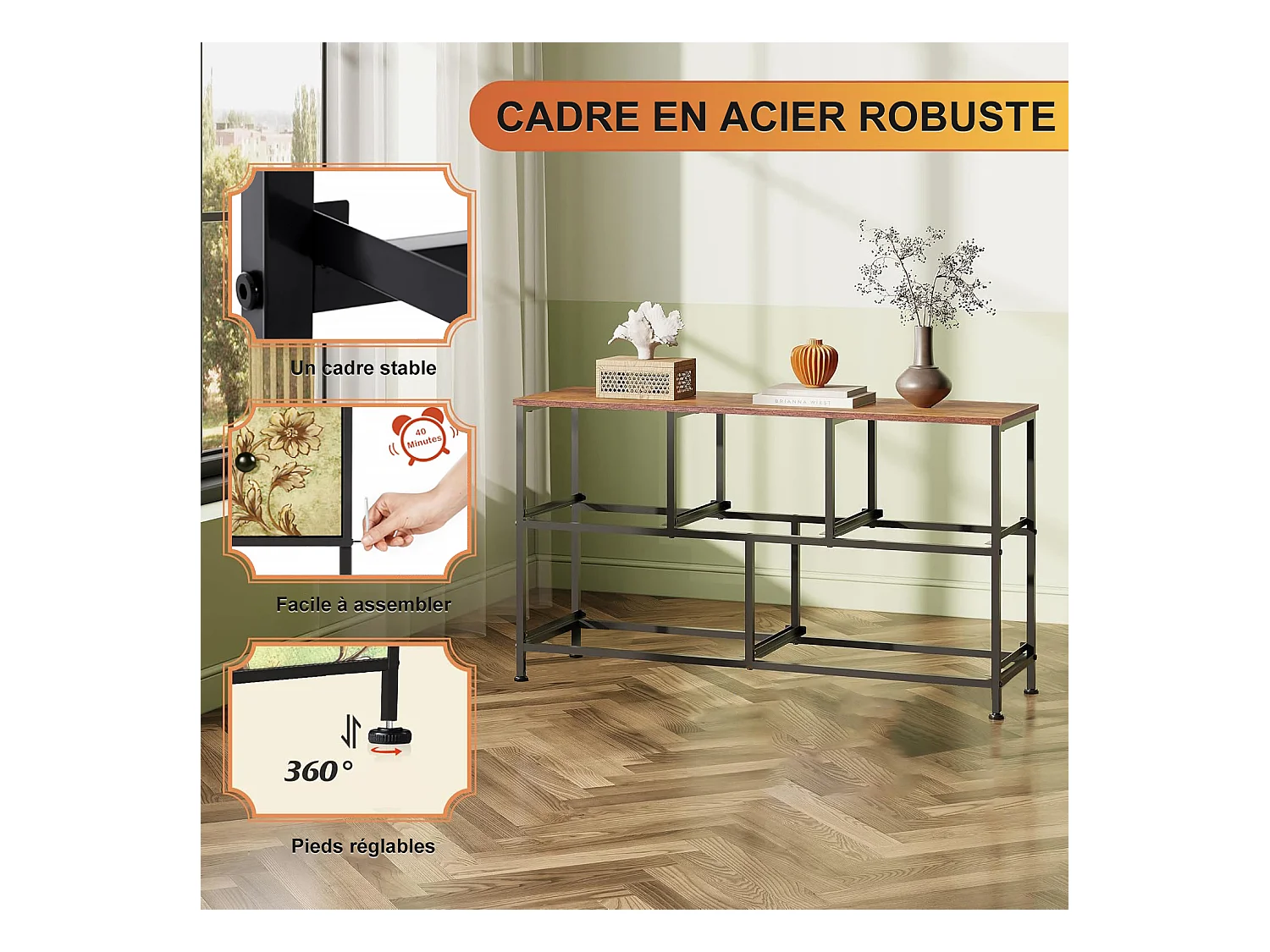 Commode en Tissu avec 5 Tiroirs, 100 x 30 x 55cm - Motif à Motif Rétro