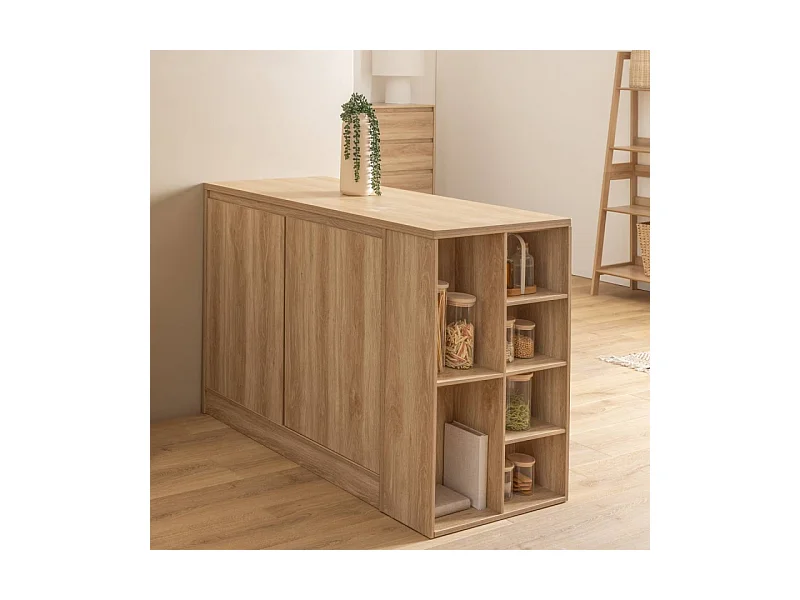 Ilot Central de Cuisine "Abana" 120cm Naturel