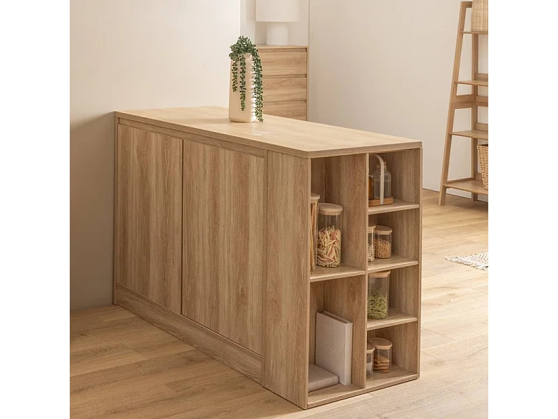 Ilot Central de Cuisine "Abana" 120cm Naturel