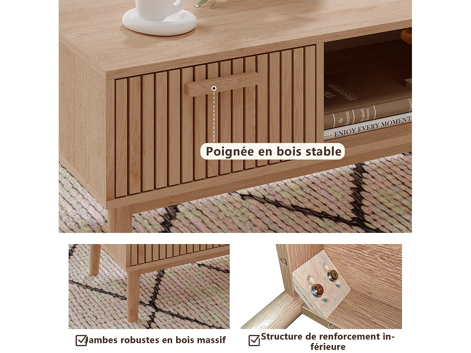 Salontafel - Woonkamer, Eetkamer, L110 x B50 x H43cm