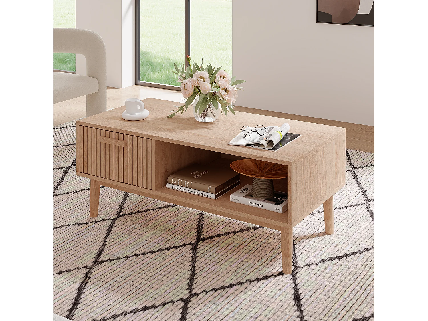 Salontafel - Woonkamer, Eetkamer, L110 x B50 x H43cm