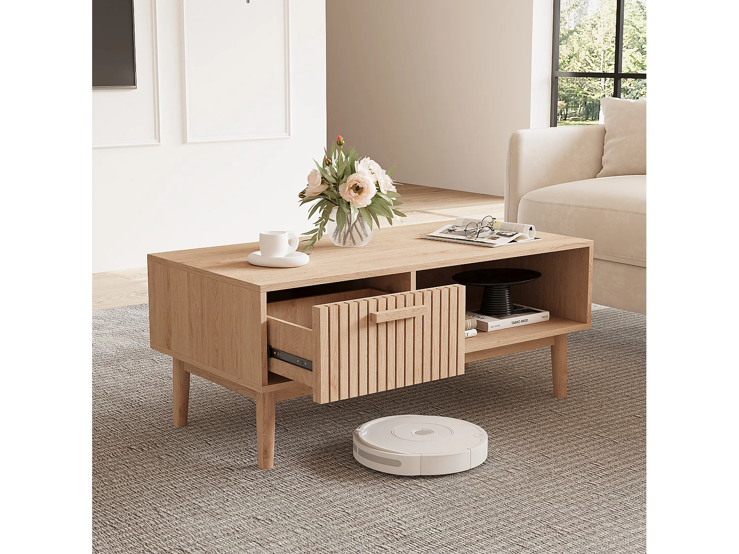 Salontafel - Woonkamer, Eetkamer, L110 x B50 x H43cm