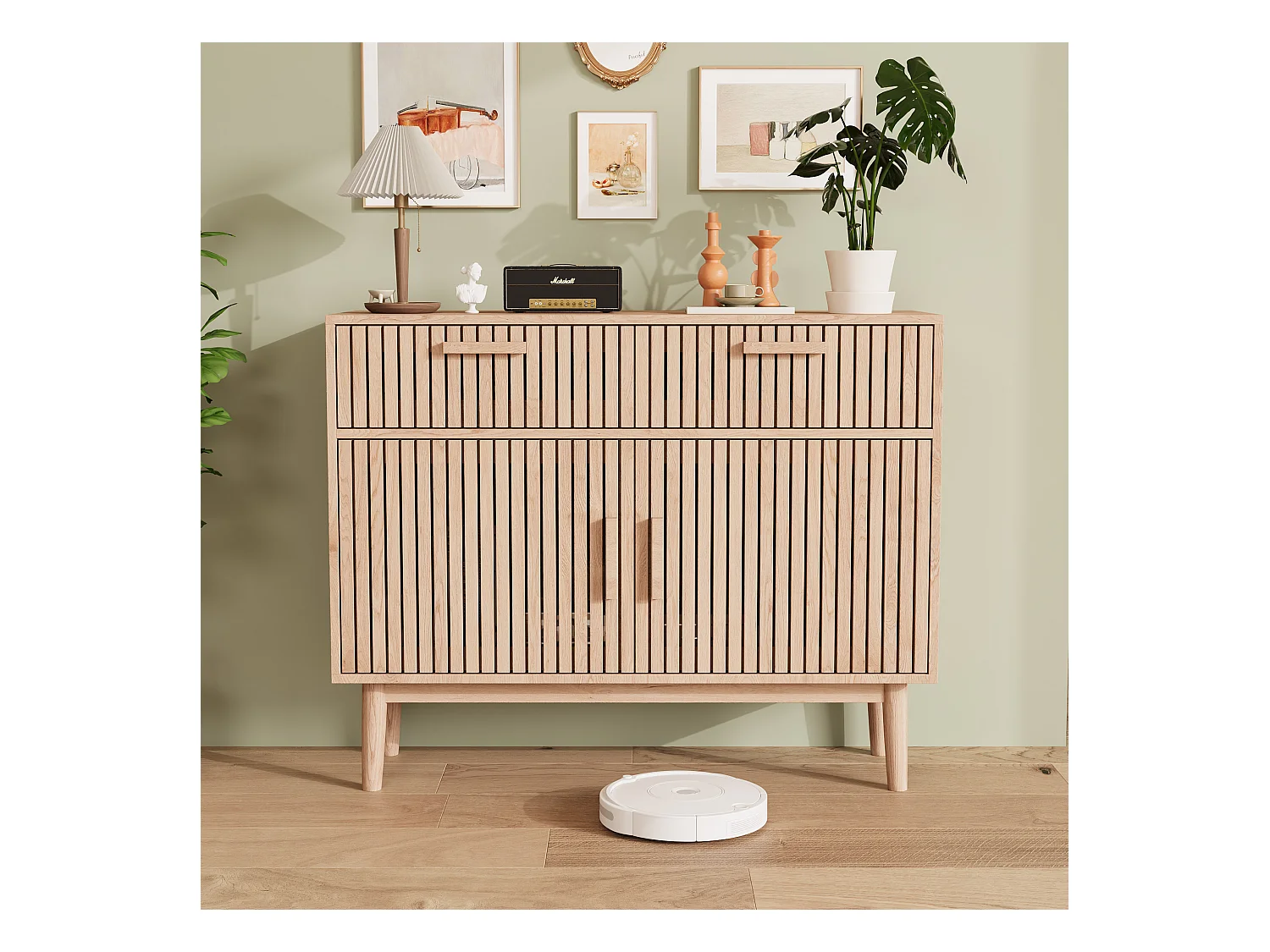 Buffet Meuble de Rangement Armoire pour Salon, Cuisine avec 2 Portes en 2 tiroirs 100 x 35 x 80 cm