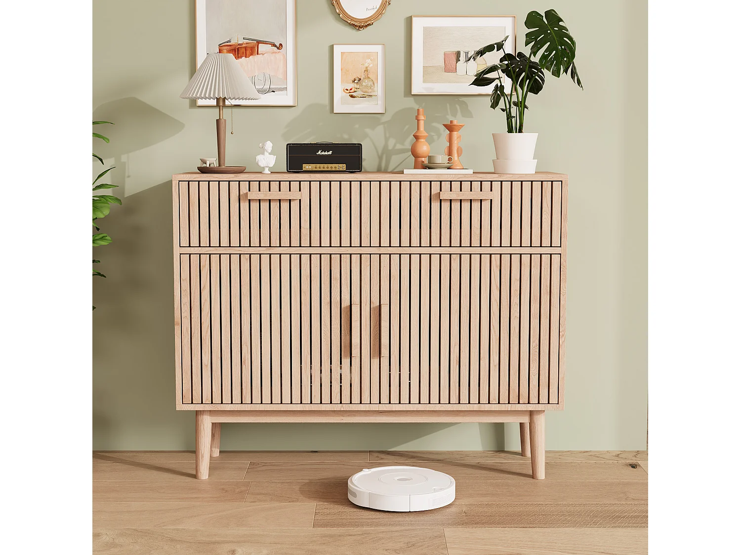 Dressoirkast voor woonkamer, keuken met 2 deuren en 2 lades 100 x 35 x 80 cm