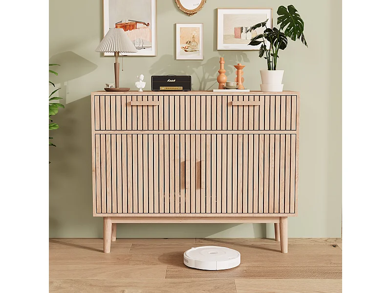 Dressoirkast voor woonkamer, keuken met 2 deuren en 2 lades 100 x 35 x 80 cm