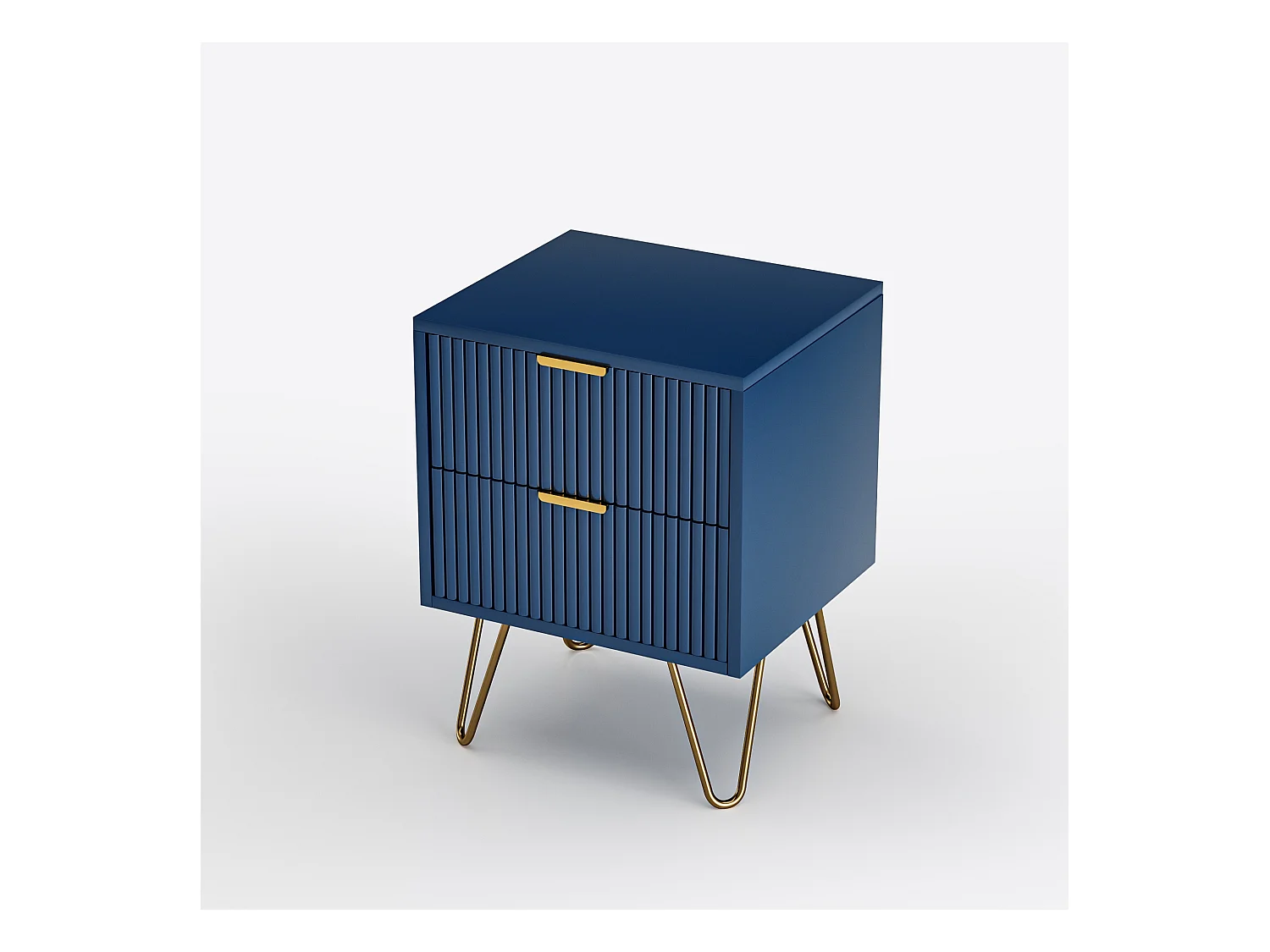 Commode à 2 tiroirs, table de chevet, table de nuit, buffet, 60 x 40 x 70 cm, bleue