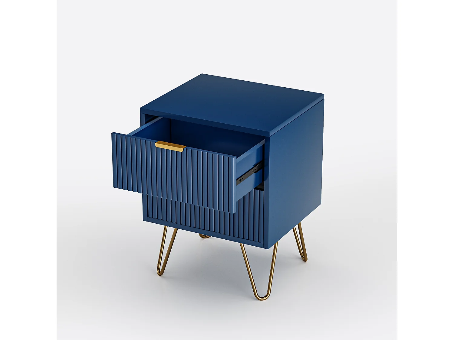 Kommode mit 2 Schubladen, Nachttisch, Sideboard, 60 x 40 x 70 cm, blau