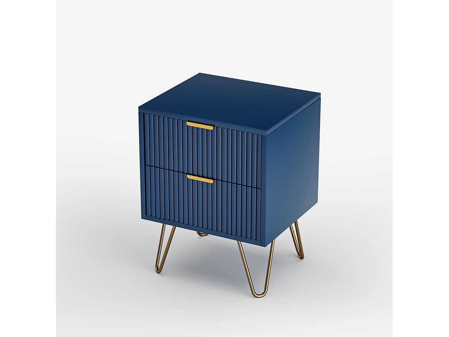 Kommode mit 2 Schubladen, Nachttisch, Sideboard, 60 x 40 x 70 cm, blau