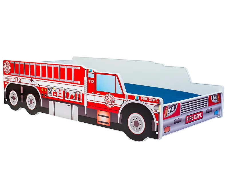 Cama Temática Infantil – Camión de bomberos 160x80 cm – Con Estructura y Colchón