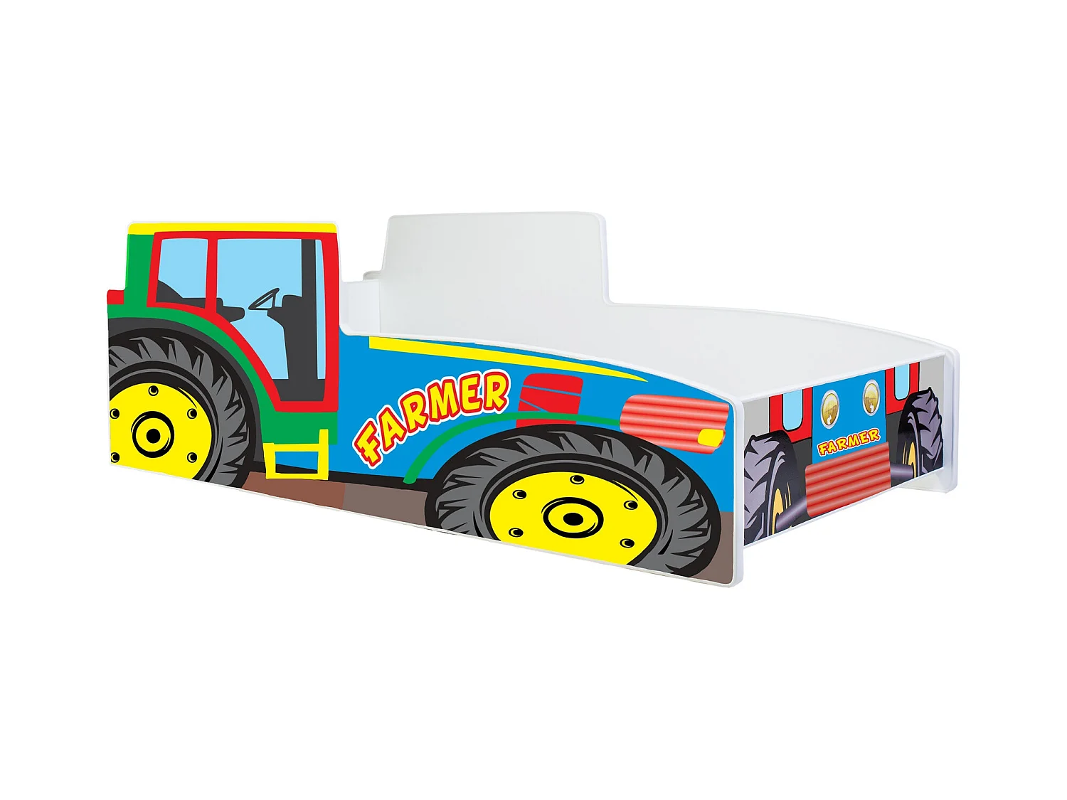 Cama Infantil en Forma de Tractor Colorido 140x70 cm con Colchón – Diseño Deportivo para Niños, Estructura Resistente, Fácil Montaje