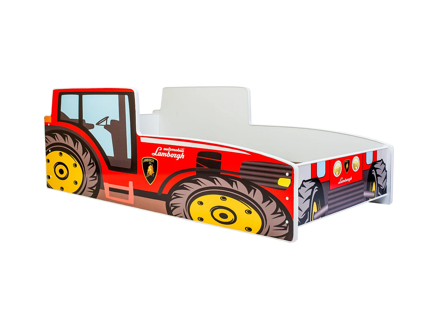 Cama Infantil en Forma de Tractor Rojo 140x70 cm con Colchón – Diseño Deportivo para Niños, Estructura Resistente, Fácil Montaje