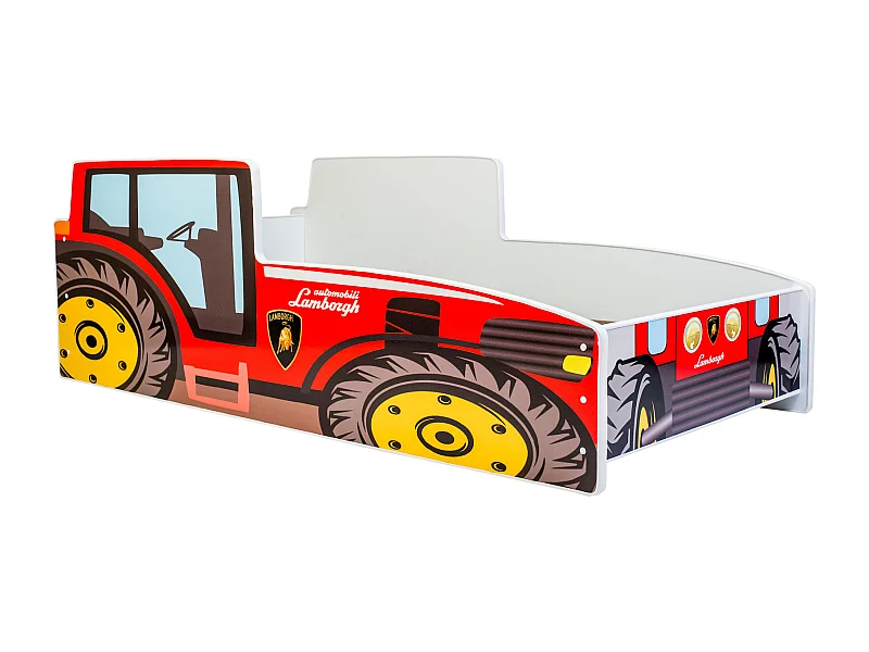 Cama Infantil en Forma de Tractor Rojo 160x80 cm con Colchón – Diseño Deportivo para Niños, Estructura Resistente, Fácil Montaje