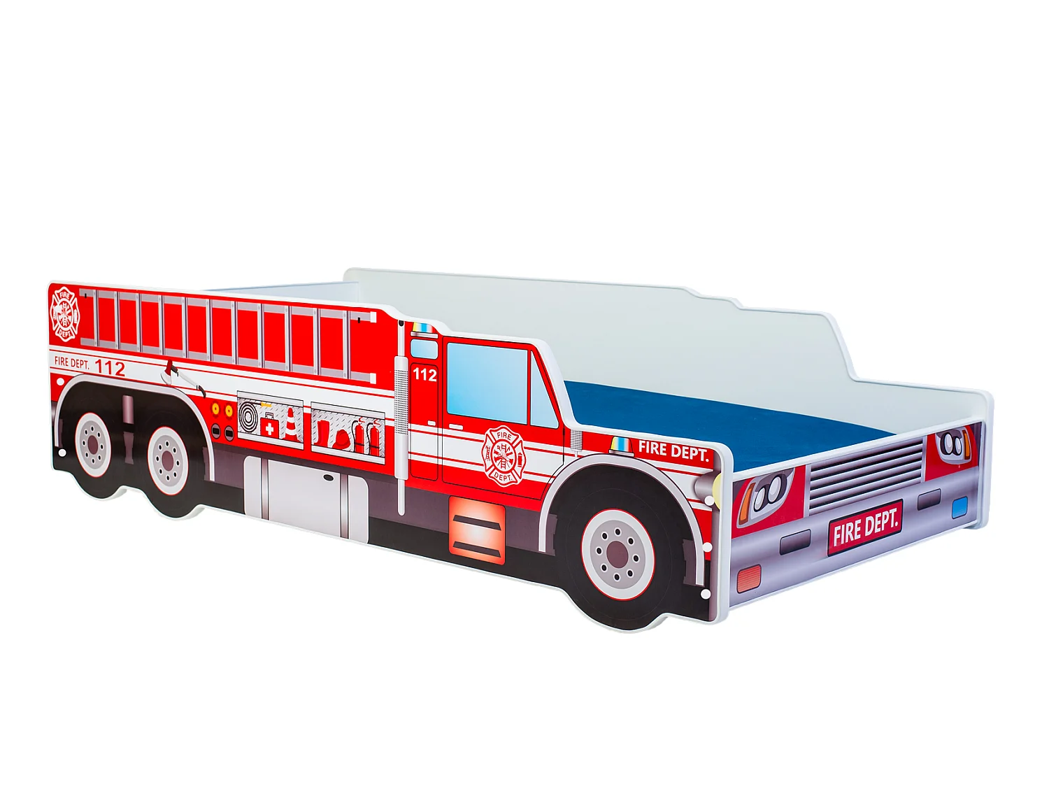 Cama Temática Infantil – Camión de Bomberos 140x70 cm – Con Estructura y Colchón