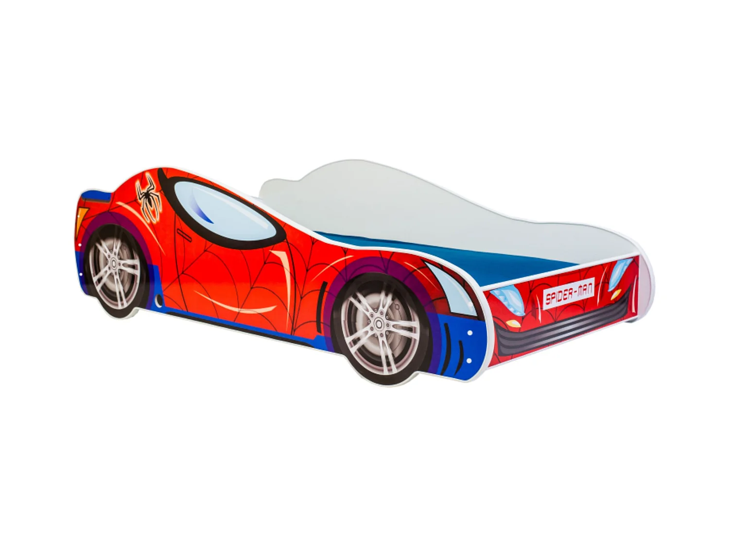 Cama Infantil en Forma de Coche Araña 140x70 cm con Colchón – Diseño Deportivo para Niños, Estructura Resistente, Fácil Montaje