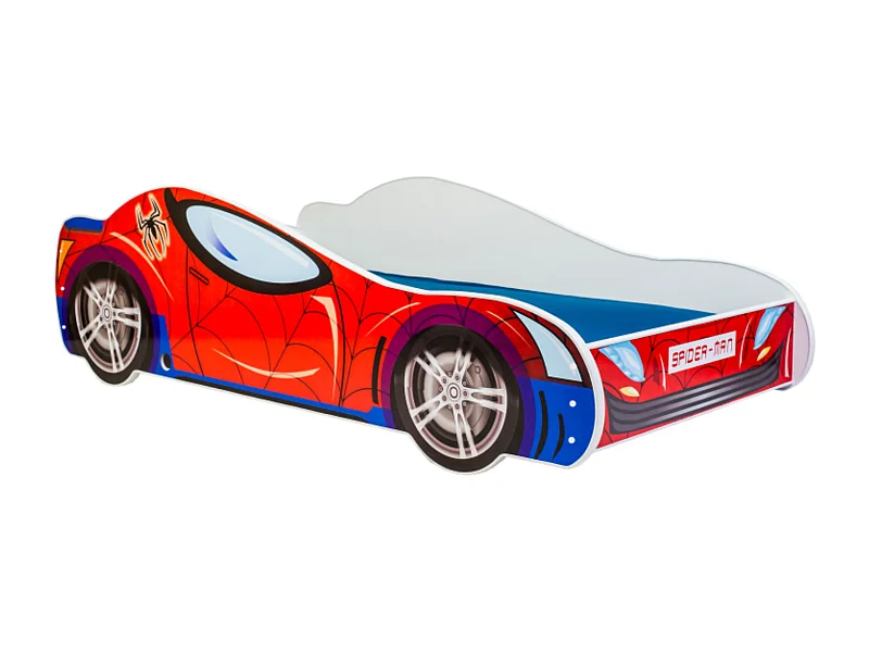 Cama Infantil en Forma de Coche Araña 140x70 cm con Colchón – Diseño Deportivo para Niños, Estructura Resistente, Fácil Montaje