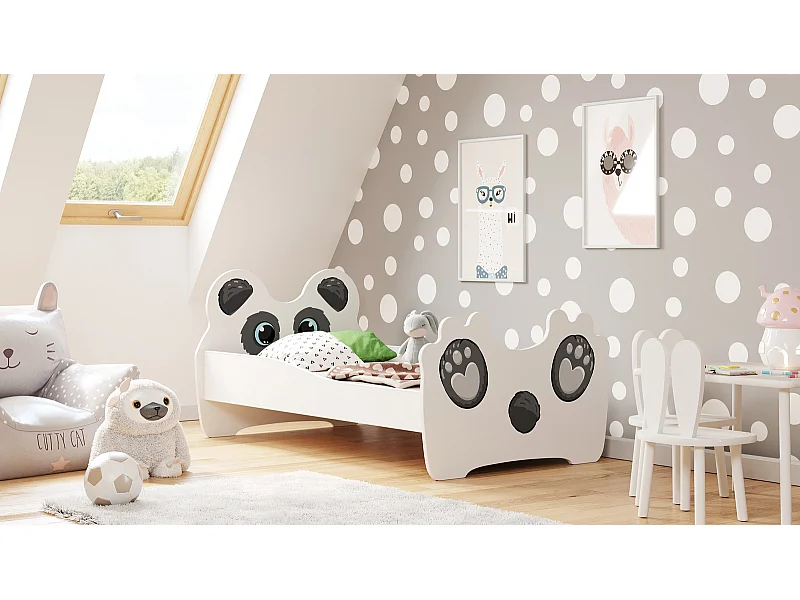 Cama Infantil Panda 140x70 cm – Incluye Estructura, Base y Colchón de Espuma