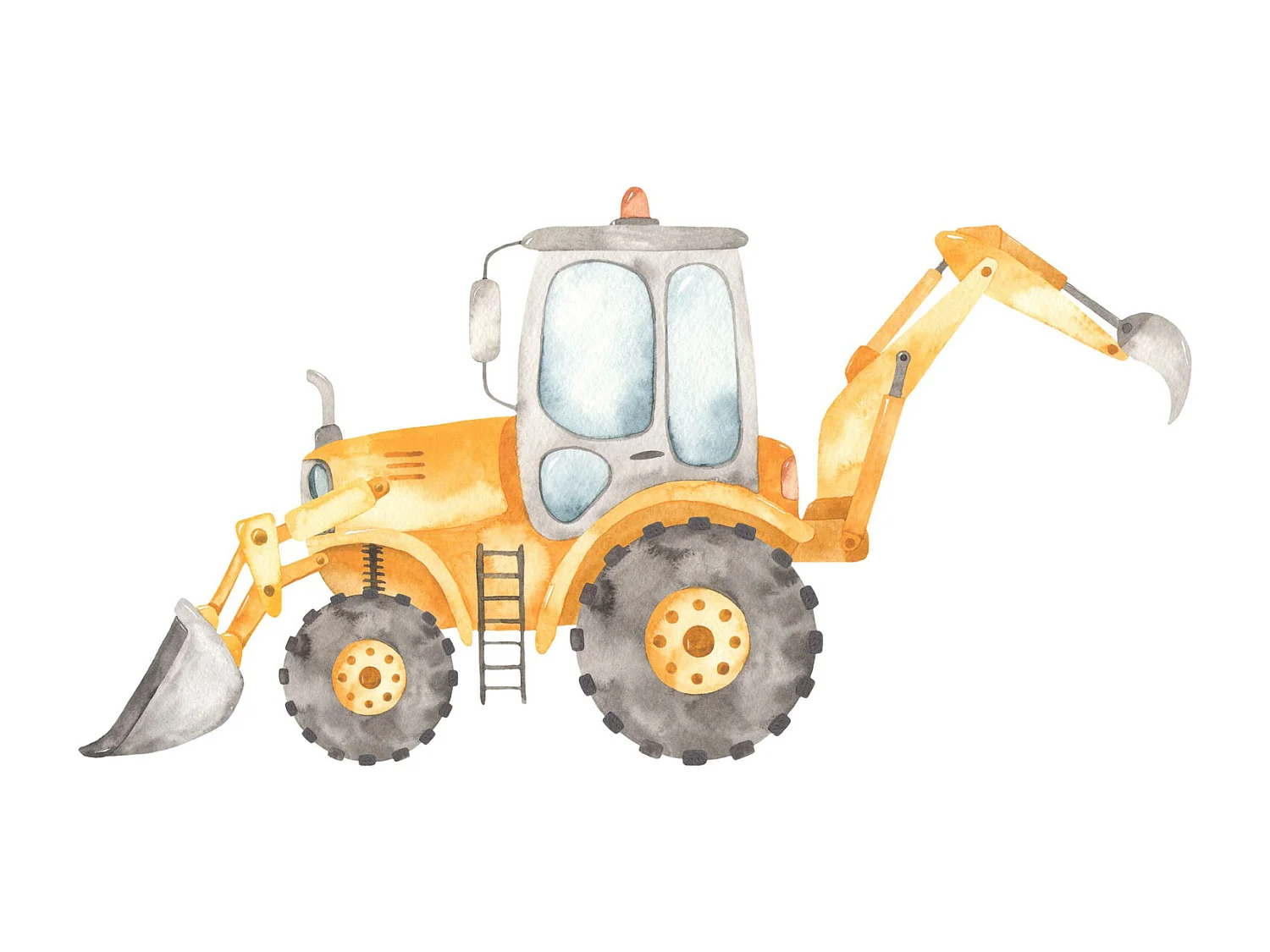 Cama Doble Infantil Blanca Dibujo Excavadora Con Barandillas 160x80 cm con Cama Inferior 145x80 cm – Incluye 2 Colchones y Estructuras