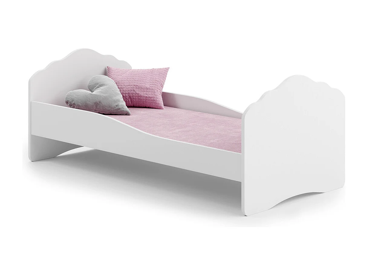 Cama Infantil Blanca 160x80 cm con Laterales Perfilados – Incluye Colchón de Espuma, Base y Estructura Sólida, Dimensiones 164 cm x 88 cm x 63 cm