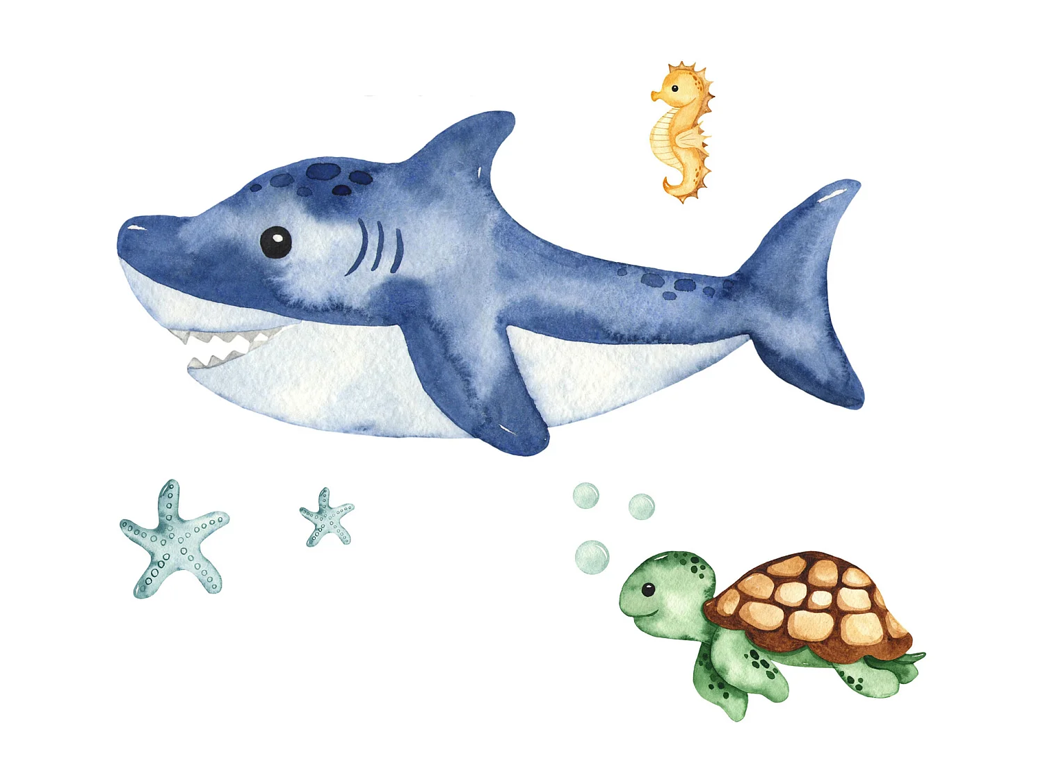 Cama Doble Infantil Blanca Dibujo Tiburón Con Barandillas 160x80 cm con Cama Inferior 145x80 cm – Incluye 2 Colchones y Estructuras