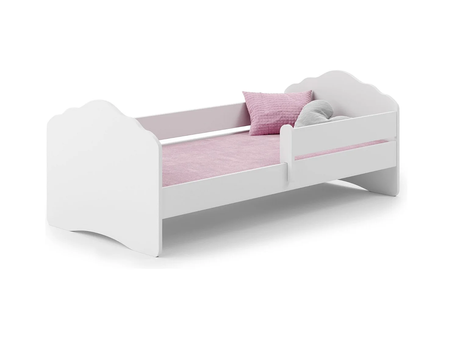 Cama Infantil Blanca 160x80 cm con Barandilla – Incluye Colchón de Espuma, Estructura Completa 164 cm x 84 cm x 63 cm, Diseño Seguro y Funcional
