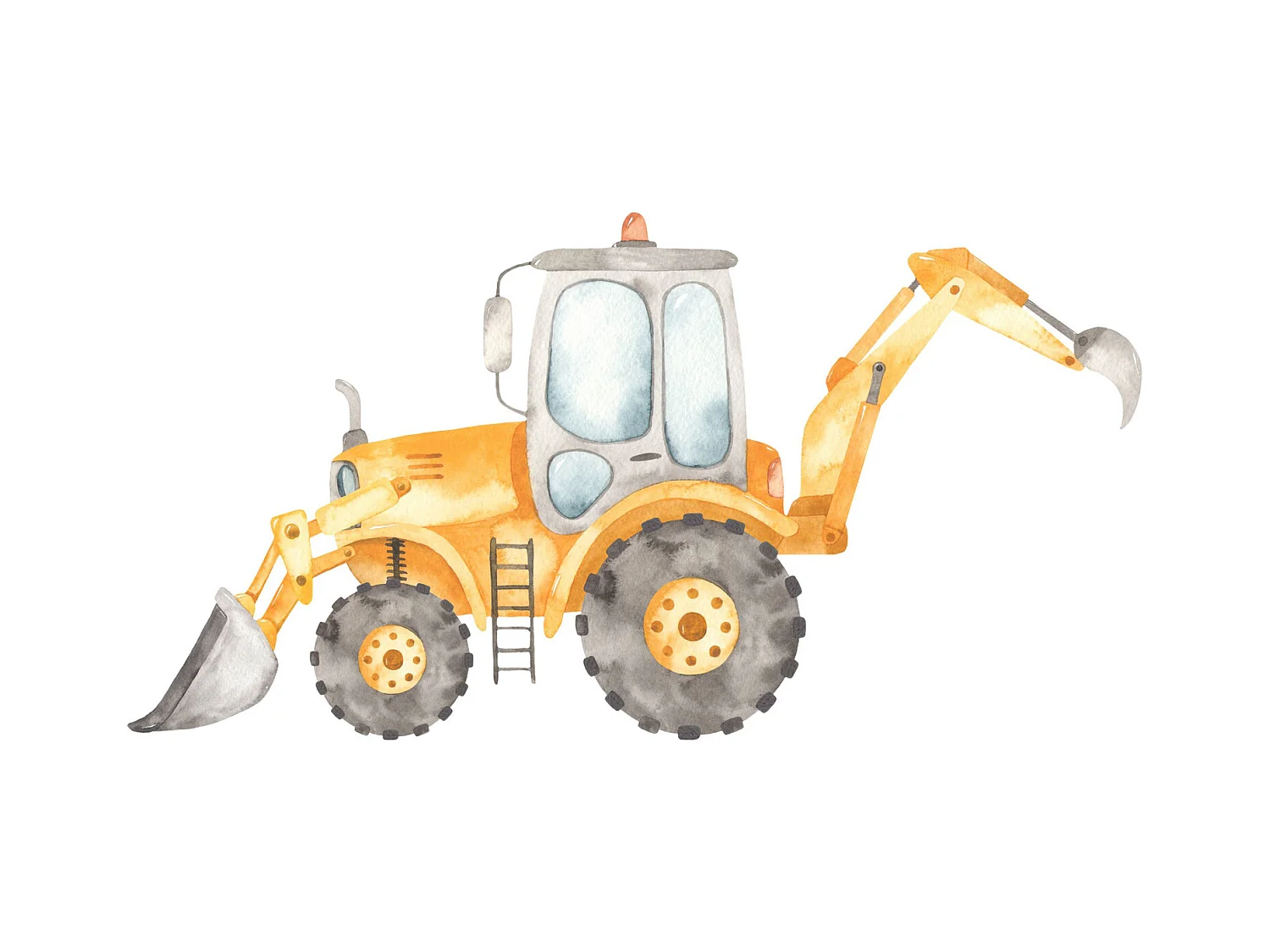 Cama Infantil Blanca 140x70 cm Dibujo Excavadora con Barandilla – Incluye Colchón de Espuma y Estructura Completa, Dimen: 144 cm x77 cm x56 cm