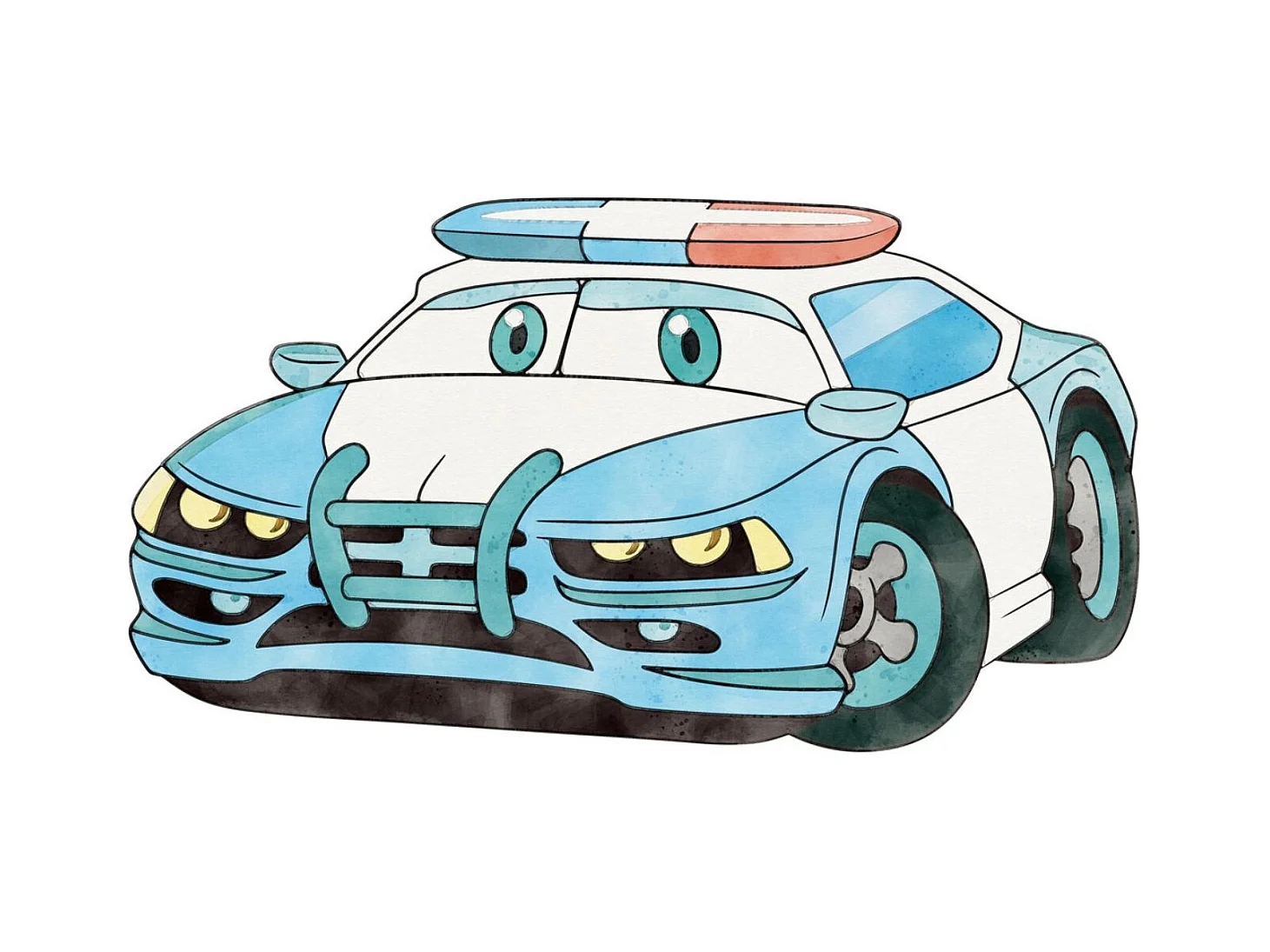 Cama Infantil Blanca Estilo Escandinavo Dibujo Policía 140x70 cm con Cajón – Incluye Colchón de Espuma, Base y Estructura Completa