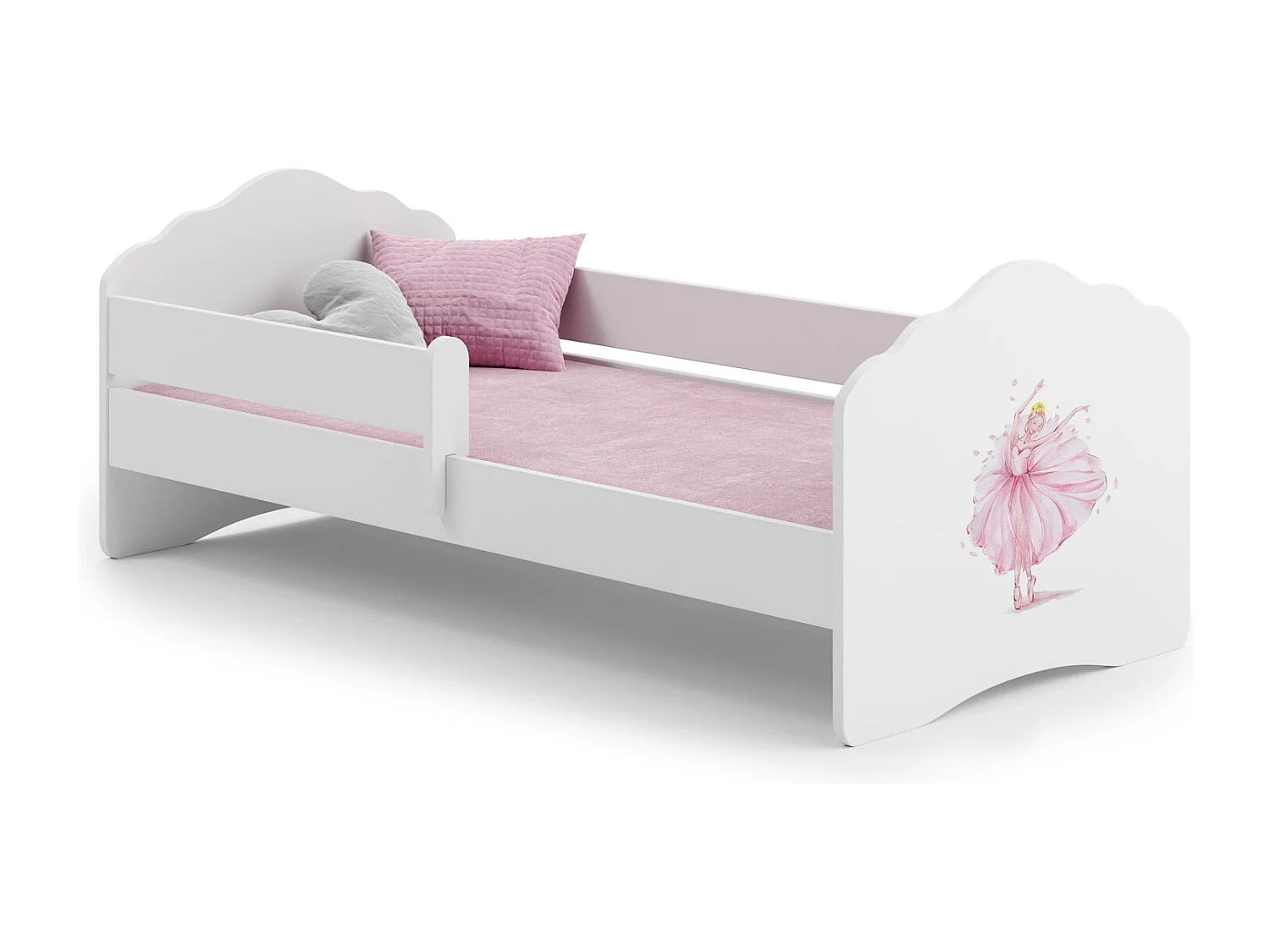 Cama Infantil Blanca 160x80 cm Dibujo Princesa con Corona – Incluye Colchón de Espuma, Estructura Completa 164 cm x 84 cm x 63 cm, Diseño Seguro