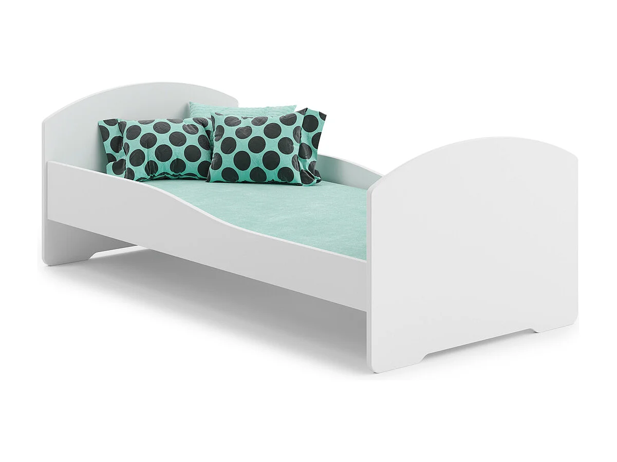 Cama Infantil Blanca Moderna 140x70 cm – Incluye Colchón de Espuma y Estructura Completa, Dimensiones 144x78x58 cm, Diseño Seguro y Funcional