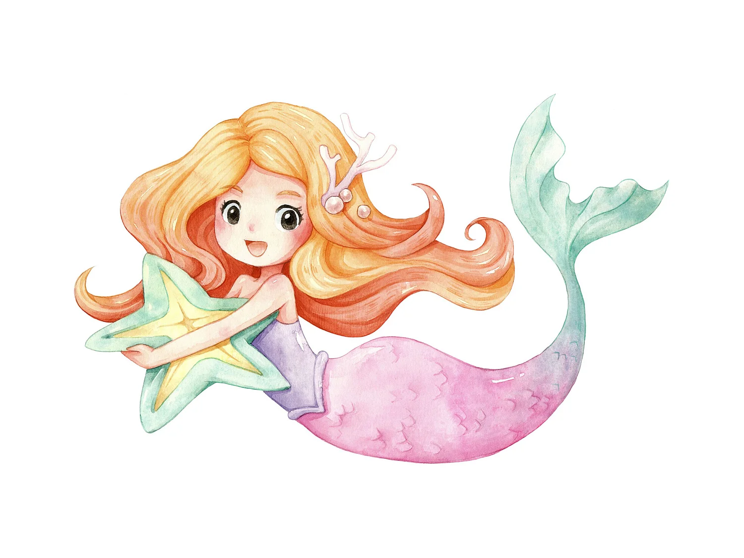 Cama Infantil Blanca 140x70 cm Dibujo Sirena con Barandilla – Incluye Colchón de Espuma y Estructura Completa, Dimensiones 144 cm x77 cm x56 cm